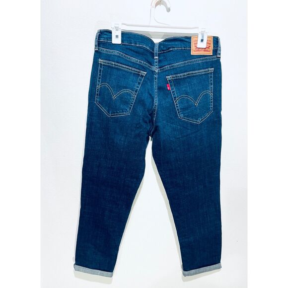 Levi's boyfriend jeans blue denim rolled up cropped pants casual women's 30 - Picture 1 of 5